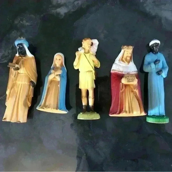 Vintage 50s 60s Art Plastic Nativity set made in Hong Kong. Complete 18-pc set - Picture 6 of 13